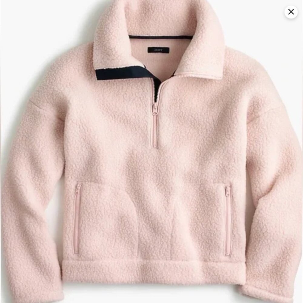J. Crew Polartec Sherpa Fleece Pullover 1/4 Zip Light Pink